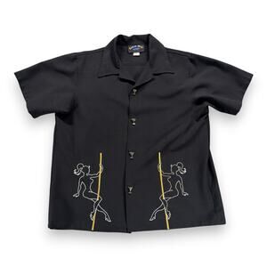 Vintage Casino Wear Shirt Adult MEDIUM Black Cocktail Showgirl Pole Dancer 90s